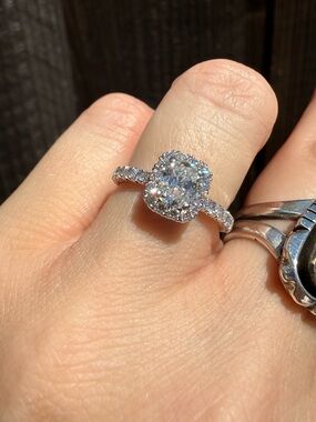 14k Natural Diamond Halo Cushion-Cut Ring